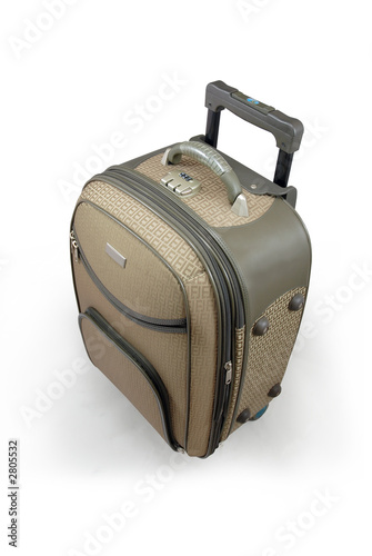 beige travel suitcase - isolated