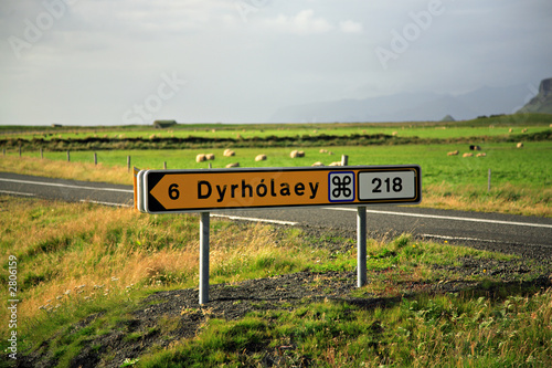 dyrholaey tourist signpost photo