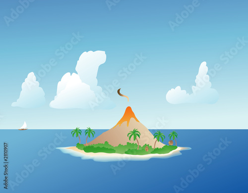 tropical island volcano