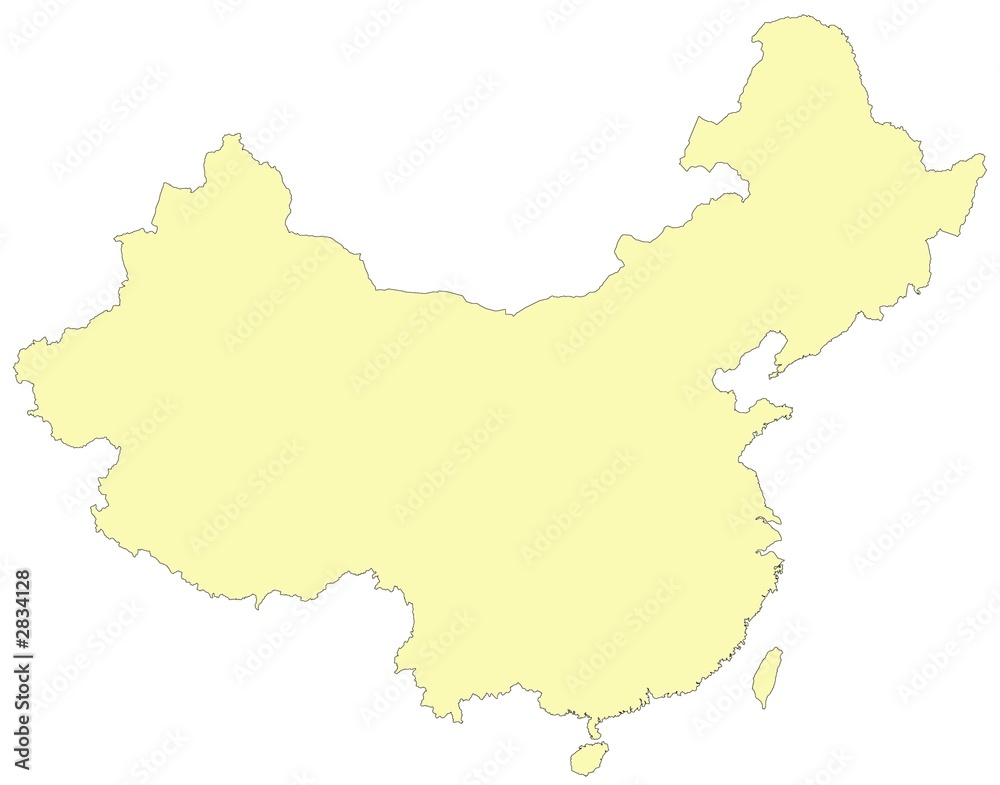 isolated yellow map of china
