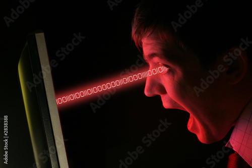 man screaming at data transfer