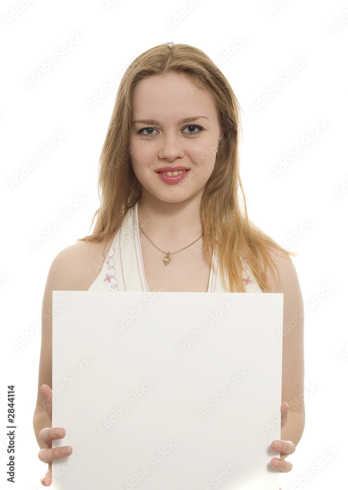 woman holding a sheet of paper