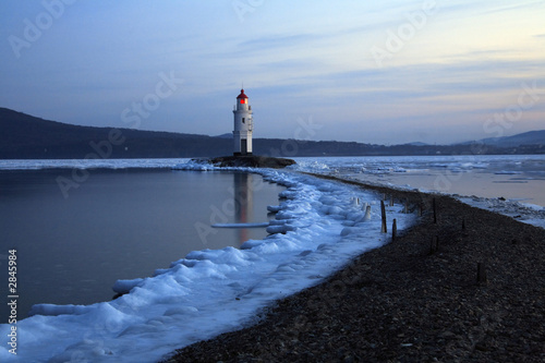 Foto lighthouse at dusk, vladivostok