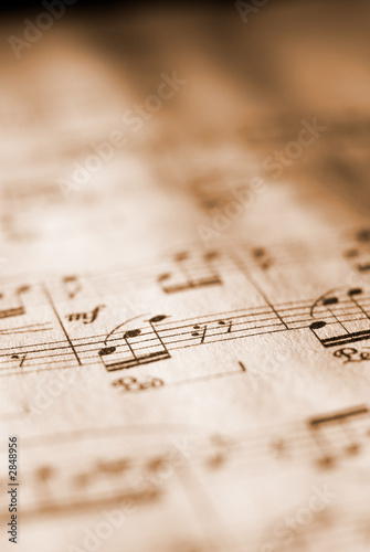 sheet music in sepia tone