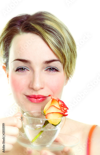 girl with rose in the cup