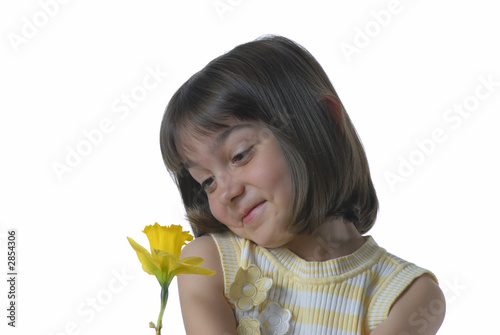 pretty girl with daffodil flower