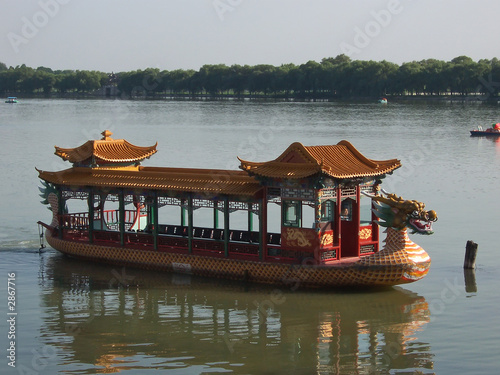 pagoda imperial  boat on a lac, summer palace, beijing, china photo