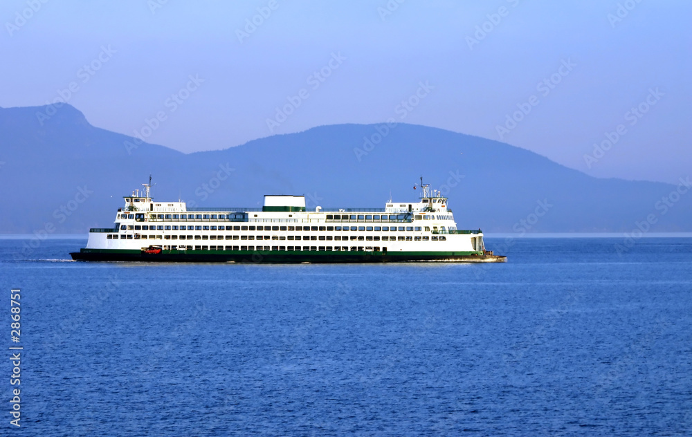 ferry and mountains