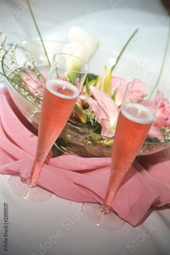 pink and white flowers with pink champange