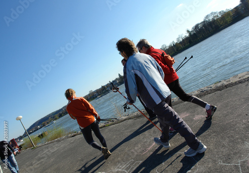 senior people nordic walking