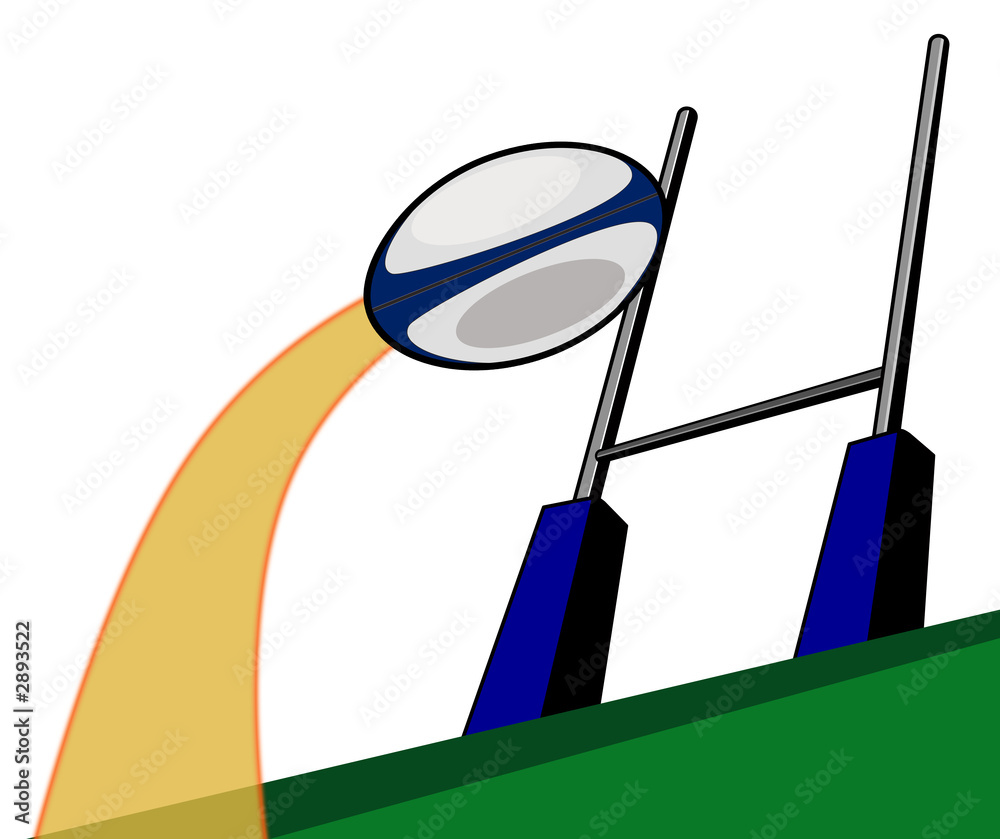 rugby ball kicked over goal post Stock Photo Adobe Stock
