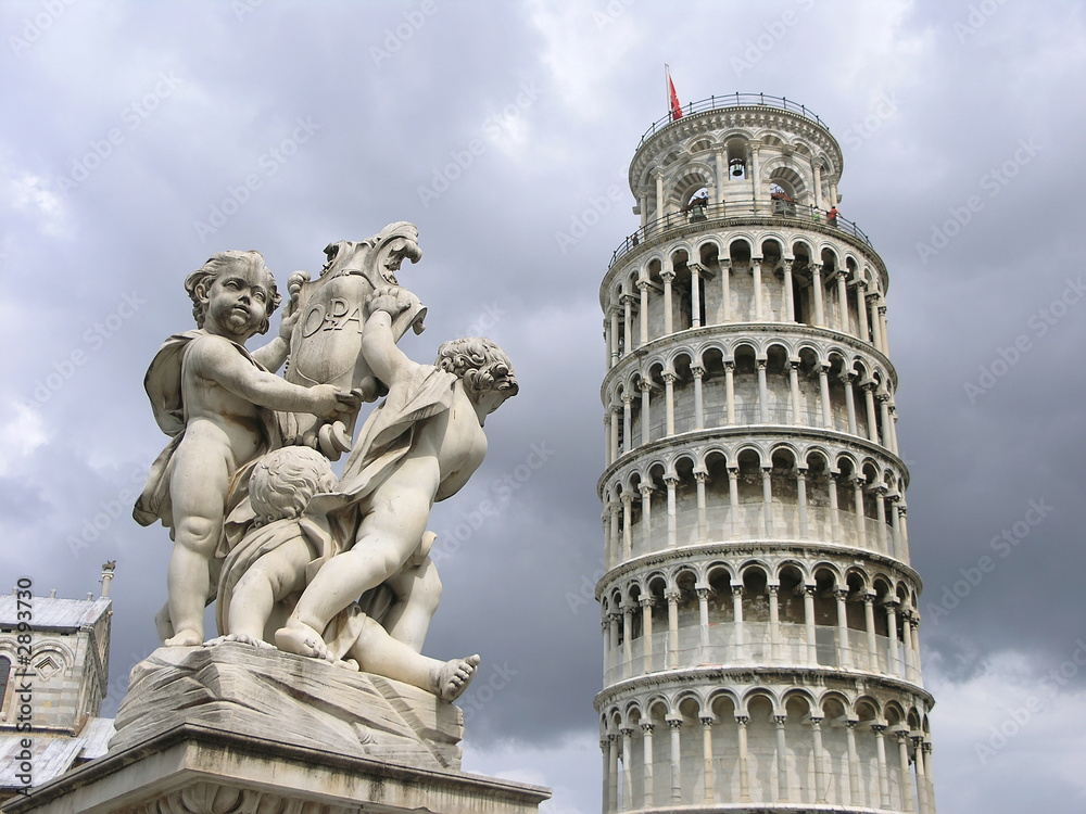 pisa tower and statue - 2