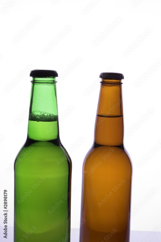 two beer bottles isolated two beer bottles isolated