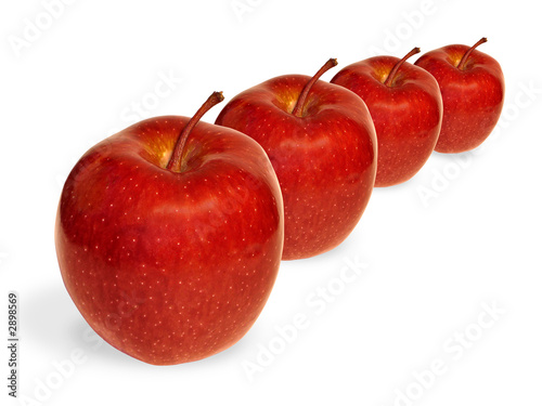 red apples in a row