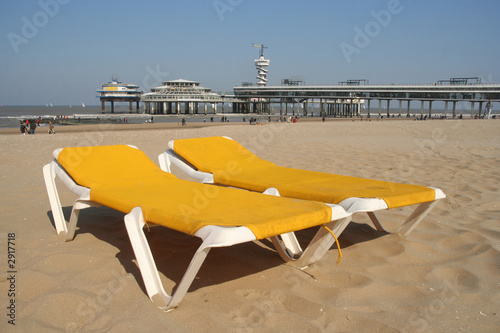 beach chairs and the pier at scheveningen photo