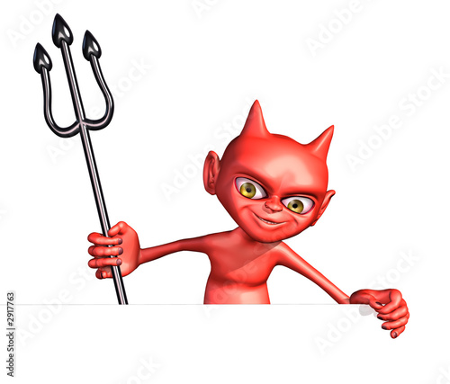 little devil with edge of sign