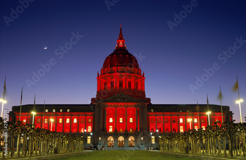 san francisco city hall in red