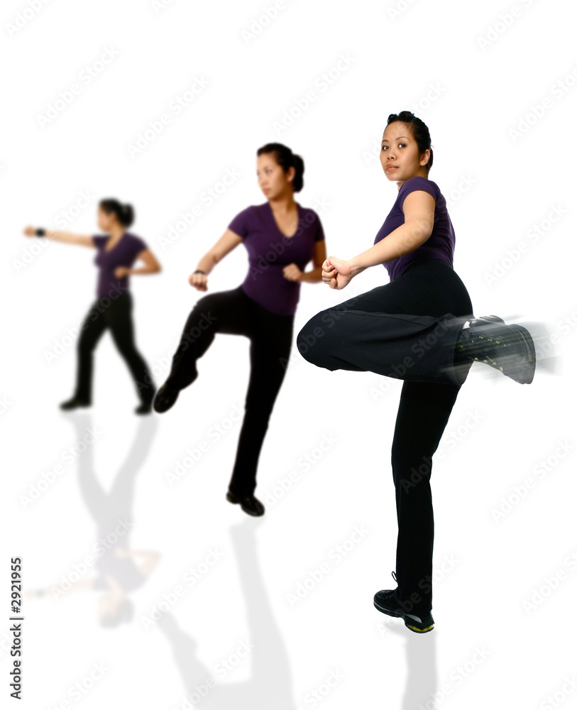 Asian lady in combat exercise stance