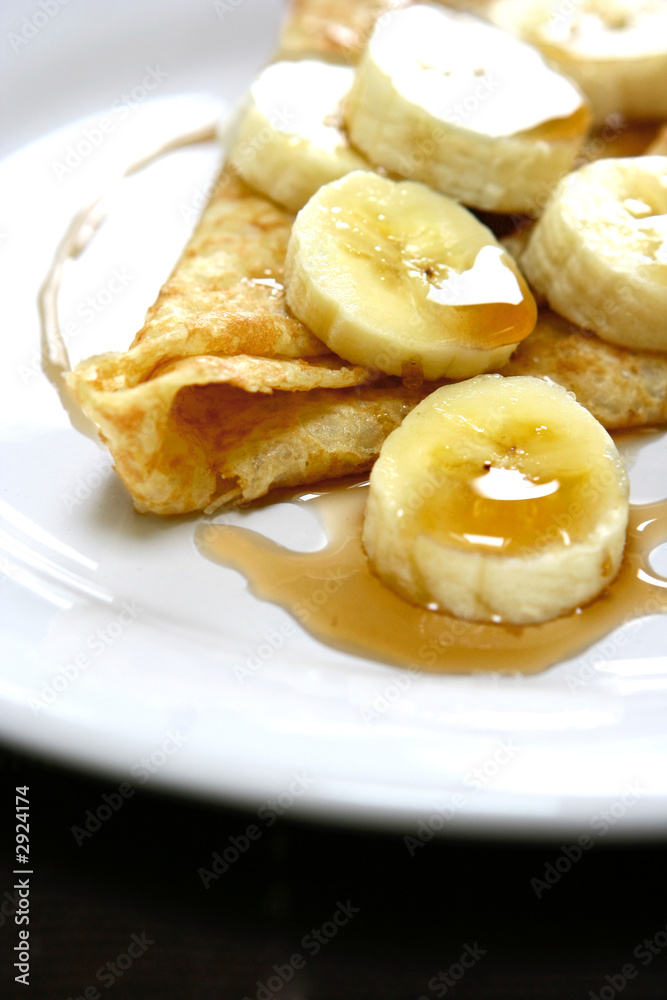 delicious crepe with banana and honey