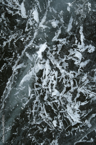 frosty ornament on frozen water