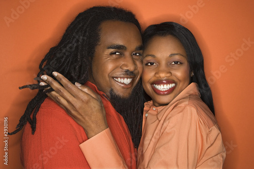 Quadro em tela african-american couple wearing orange clothing