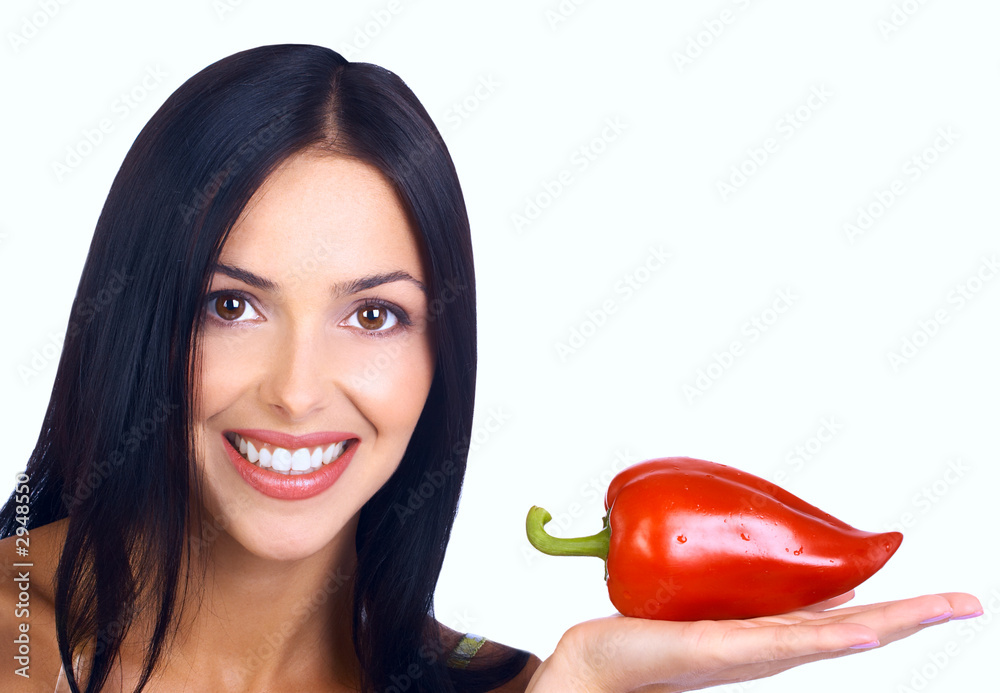 woman with pepper woman with pepper
