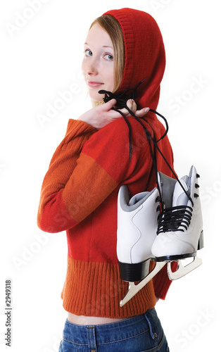 young girl and her skates