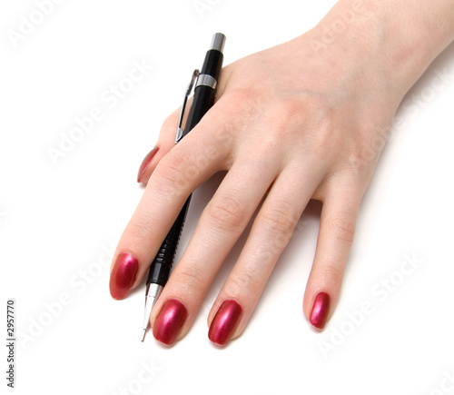 woman hand with pencil