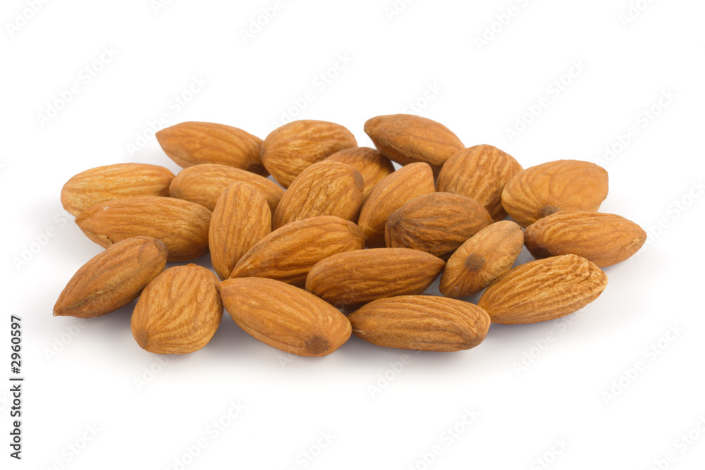 pile of almonds isolated on white background pile of almonds isolated on white background