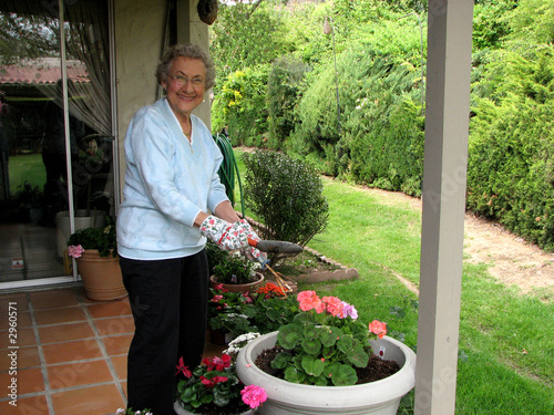 senior woman gardening