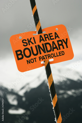 Ski area trail boundary sign. photo