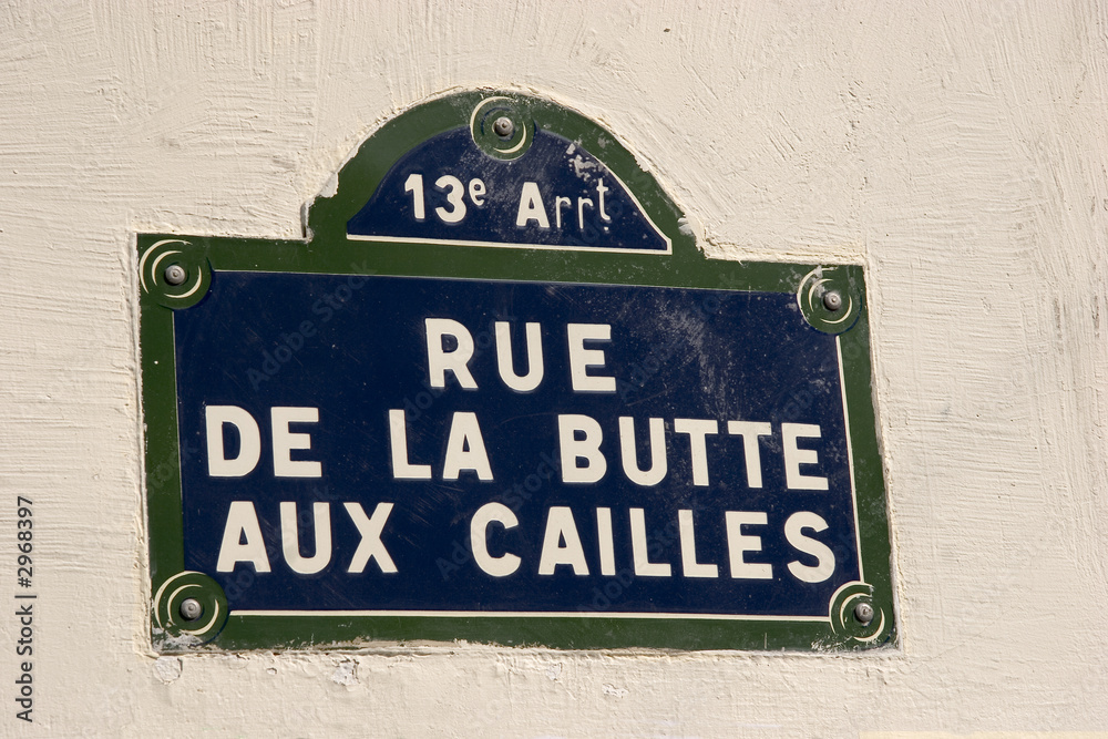 Fototapeta premium panneau rue de la butte aux cailles - paris