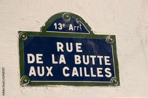 panneau rue de la butte aux cailles - paris photo