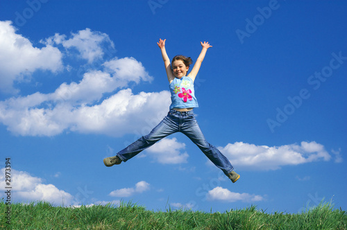 young girl jumping