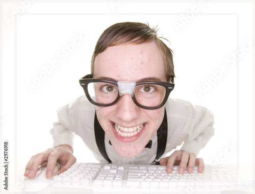 Obraz na płótnie smiling computer nerd