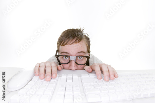 intimidated computer nerd photo