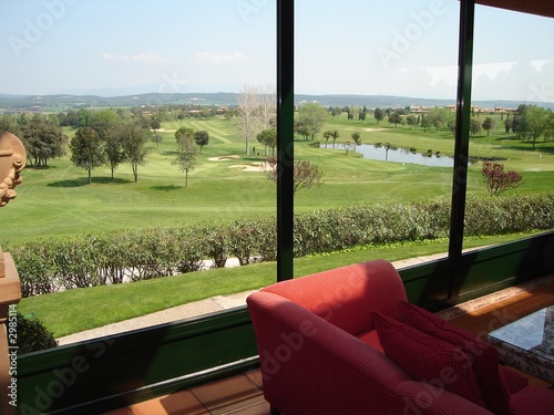 view of golf course from inside the hotel