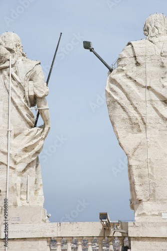 Roman statue with blue sky in Rome, Italy.