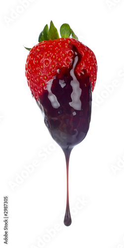 strawberry covered with syrup chocolate