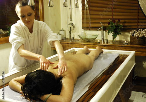 water massage in a health spa