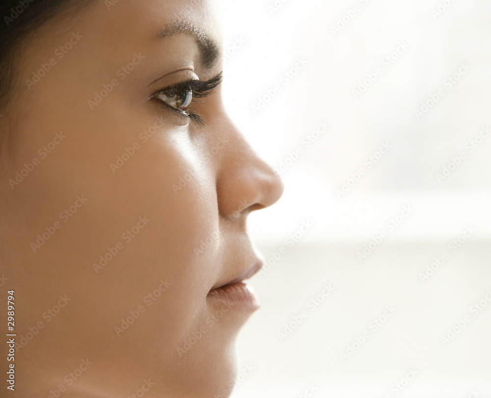 Profile of womans face.