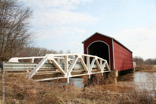 the old covered bridge has been restored