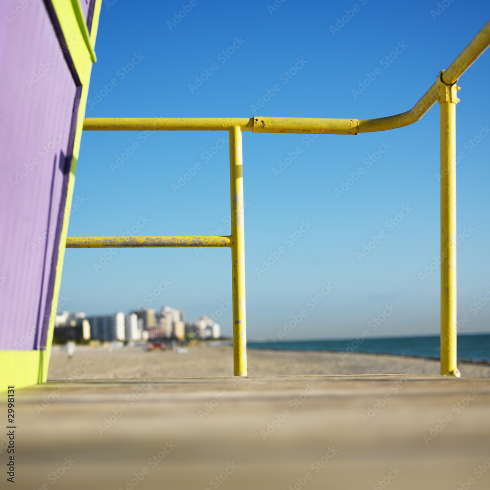 Lifeguard tower in Miami, Florida, USA.