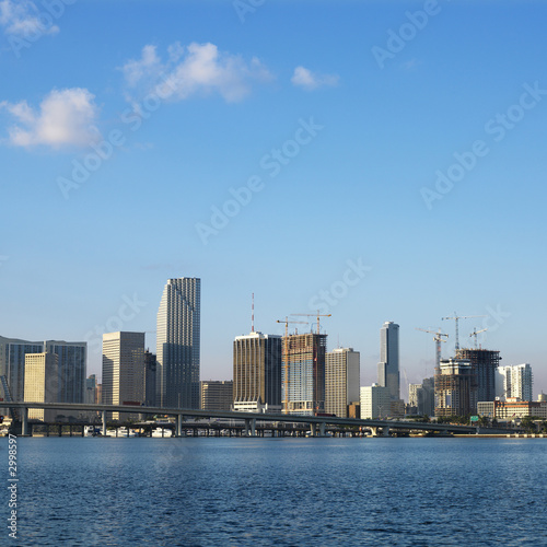 Waterfront skyline of Miami  Florida  USA.