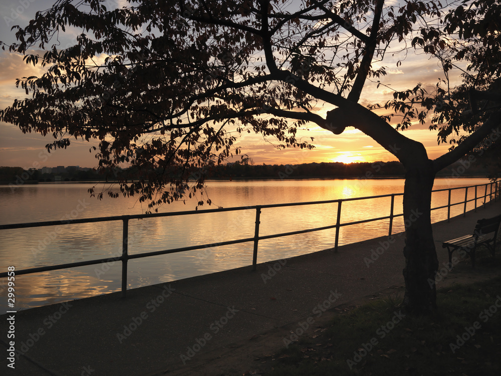 sunset over water in washington, d.c., usa. sunset over water in washington, d.c., usa.
