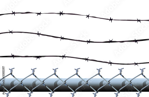 chainlink barbed wire isolated