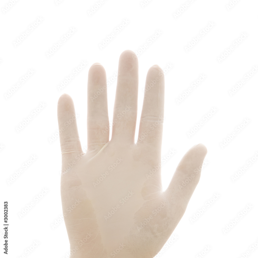 Obraz premium hand wearing rubber glove.