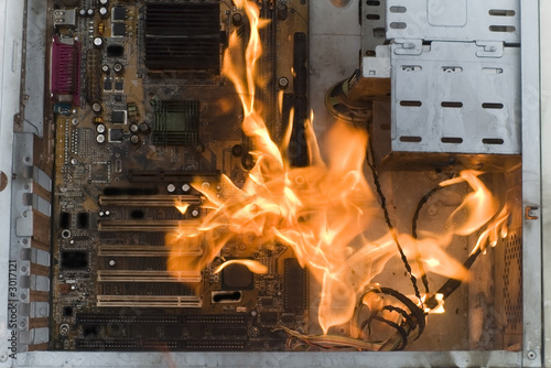 burninging computer photo