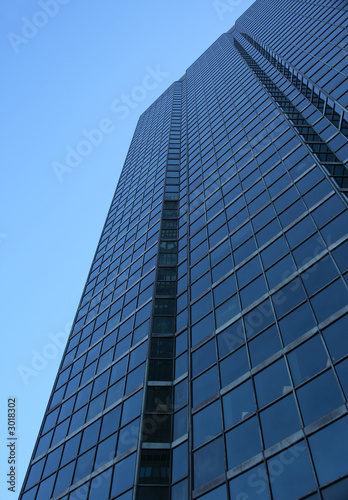 blue glass-windowed skyscraper