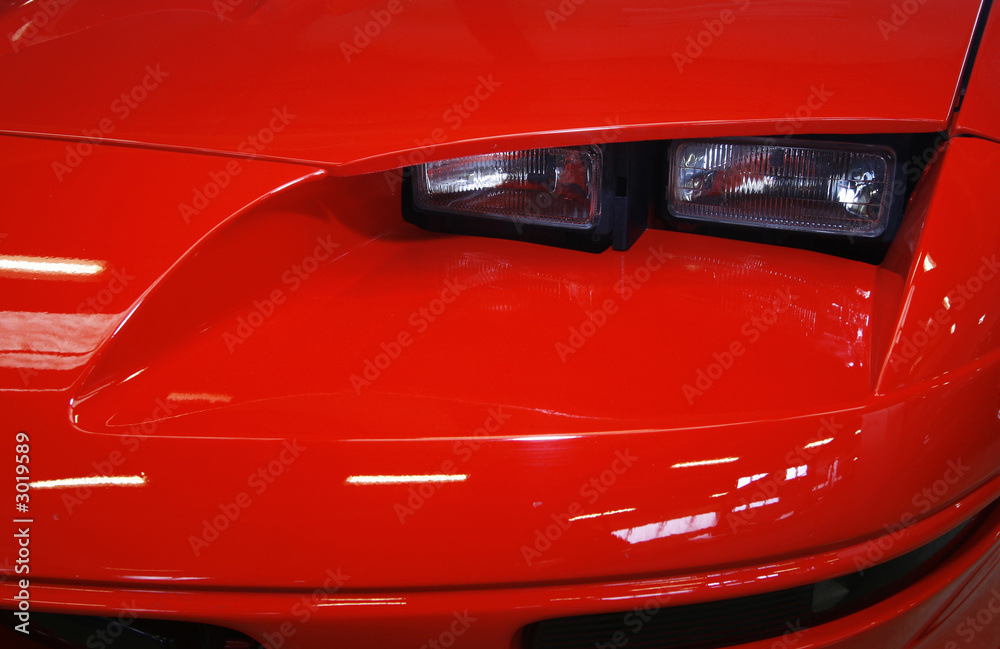 detail of a red sports car